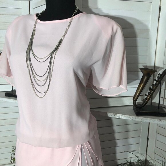 Vintage Monica Richards California Pink Tiered Dress 12 - Picture 6 of 8